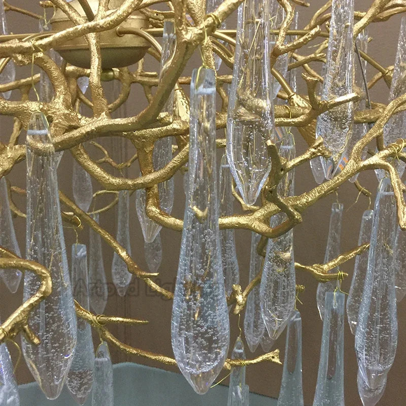 DecorBites™ Crystal LED Chandelier: Luxe Gold Lighting Fixture for Living Room & Kitchen