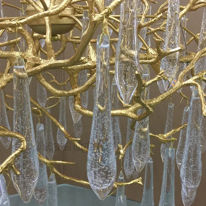 DecorBites™ Crystal LED Chandelier: Luxe Gold Lighting Fixture for Living Room & Kitchen