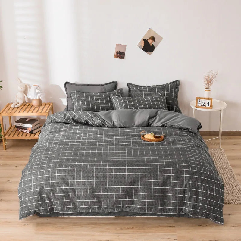 DecorBites™ Cartoon Printed Bedding Set: Soft Cozy Duvet Cover, Bedsheet, Pillowcase, Single Double Bedclothes
