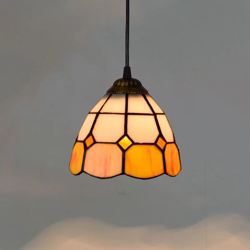 Mediterranean Mosaic Stained Glass Pendant Light