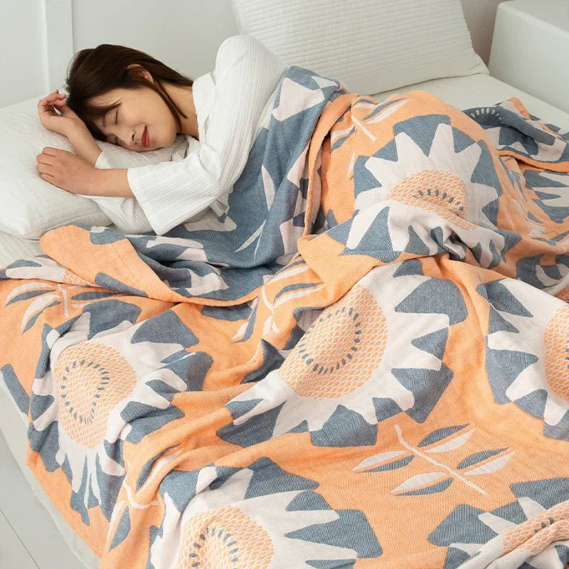 DecorBites™ Cotton Gauze Boho Throw Blanket - Cozy Bedspread & Sofa Cover