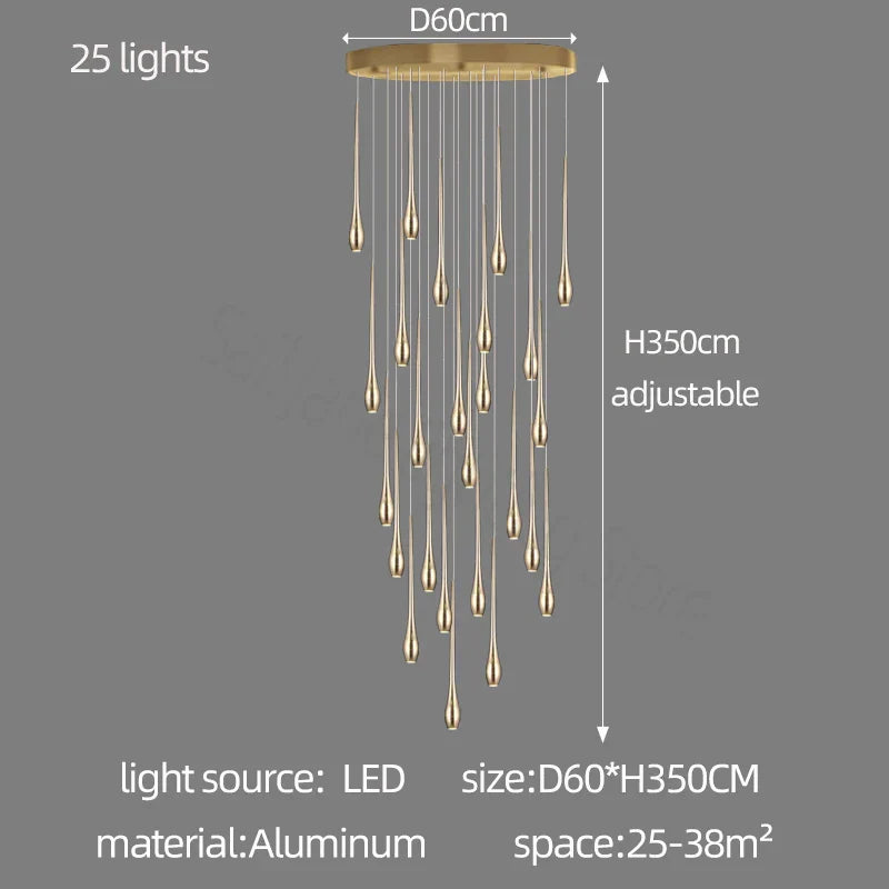 DecorBites™ Gold-Plated LED Chandelier for Luxury Living Room and Restaurant