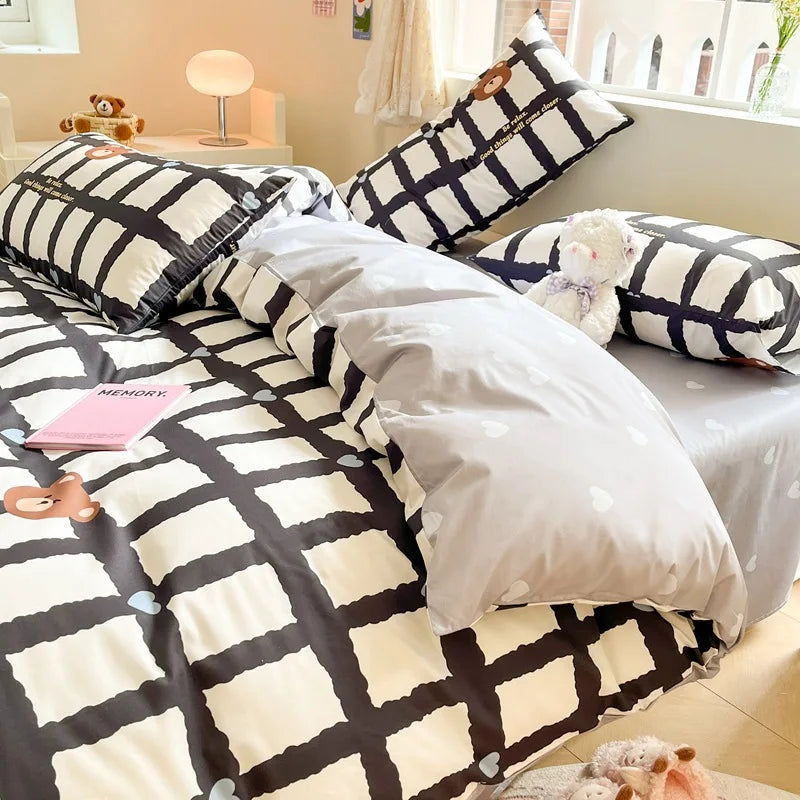 DecorBites™ Cotton Floral Print Bedding Set: Comfortable Sleep Quilt Cover & Fitted Sheet in All Seasons
