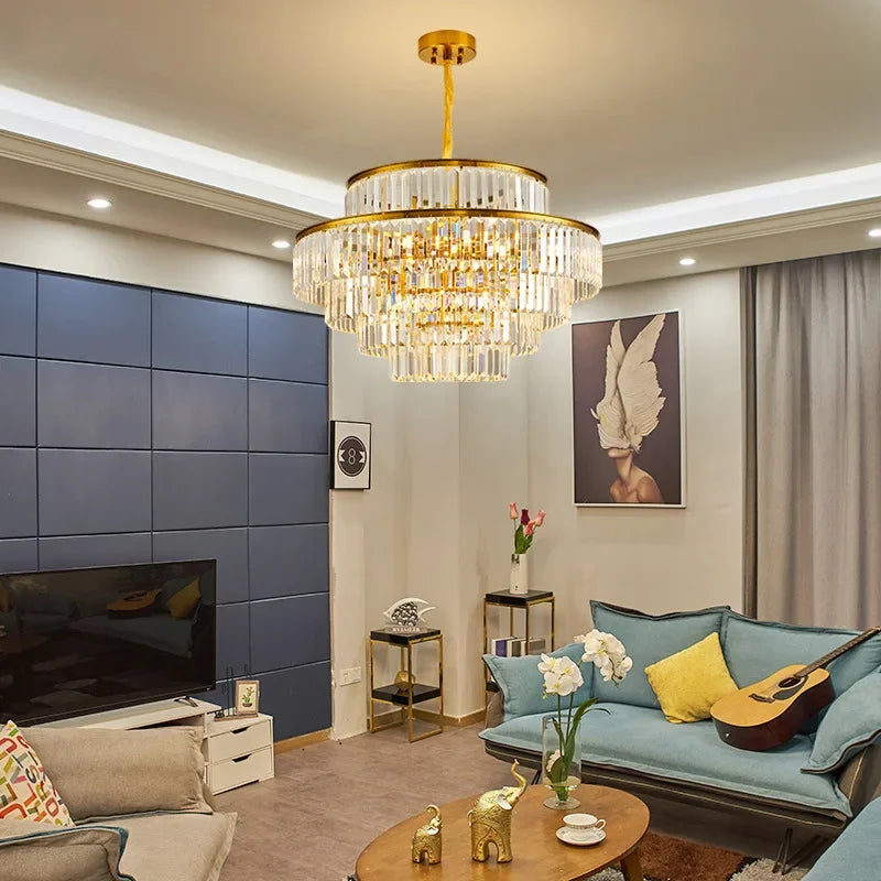 Golden Crystal Pendant Chandelier
