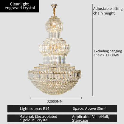 DecorBites™ Crystal Duplex Decorative Luxury Lighting for Hotel Lobbies and Living Rooms