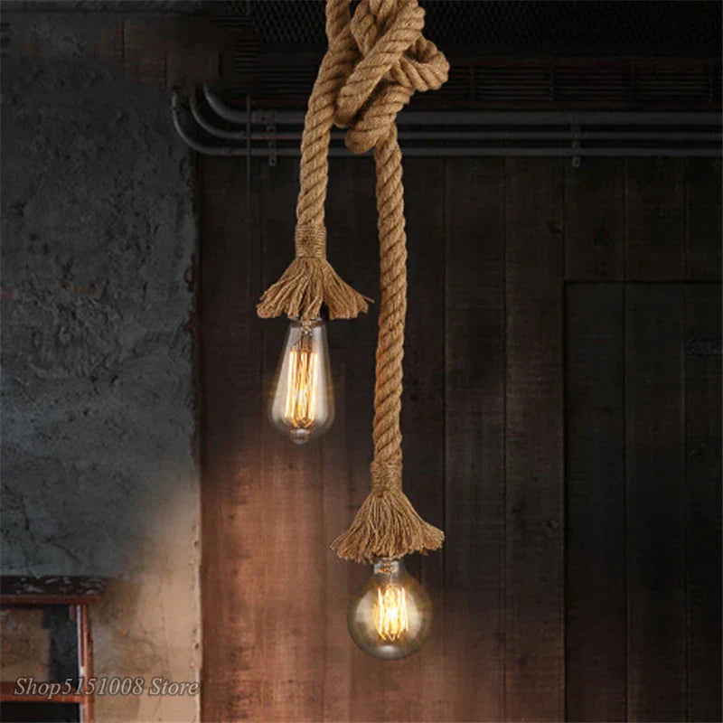 Wicker Net Chandelier Lamp
