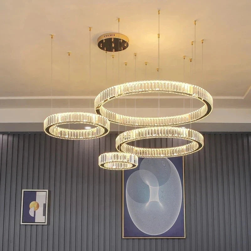 Gold Crystal Ring Chandelier Dia120cm Modern LED