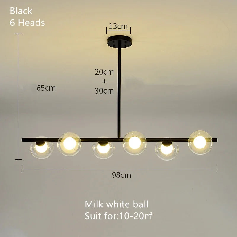 DecorBites™ Glass Ball Pendant Chandeliers LED Hanging Lights for Home Decor