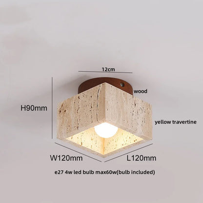 DecorBites™ LED Ceiling Light with Wood Base and White Glass Shade