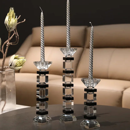 DecorBites™ Geometric Glass Candle Holder Block Design Home Decor Accessory