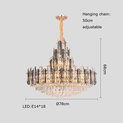 DecorBites™ Crystal LED Oval Round Chandelier Hanging Lamp - Dimmable Ceiling Pendant