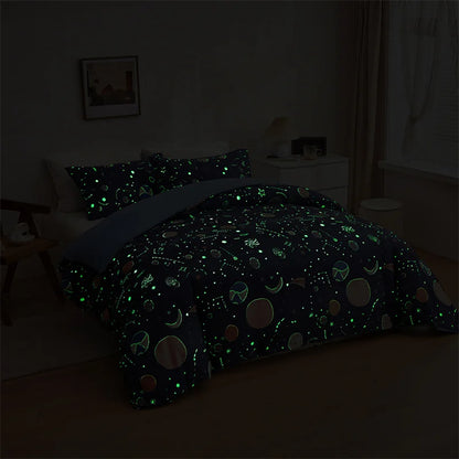 DecorBites™ Cosmos Luminous Bedding Set King Queen Double Single Duvet Cover Dream Quilt
