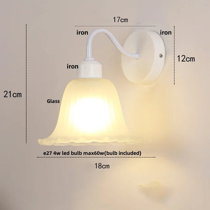DecorBites™ Glass Iron LED Wall Sconce Pull Chain Switch White Stair Light
