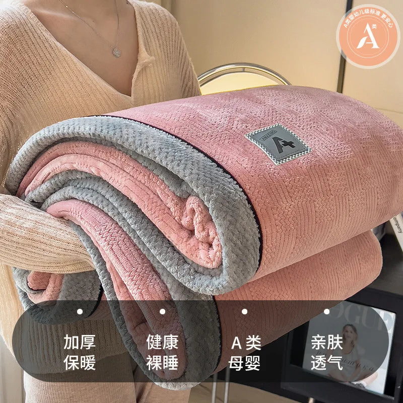 DecorBites™ Cozy Cotton Velvet Plush Blanket: Luxuriously Soft and Warm Light Blanket