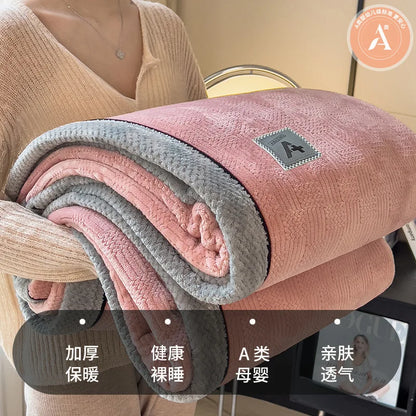 DecorBites™ Cozy Cotton Velvet Plush Blanket: Luxuriously Soft and Warm Light Blanket