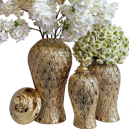 Gold Ceramic Ginger Vase