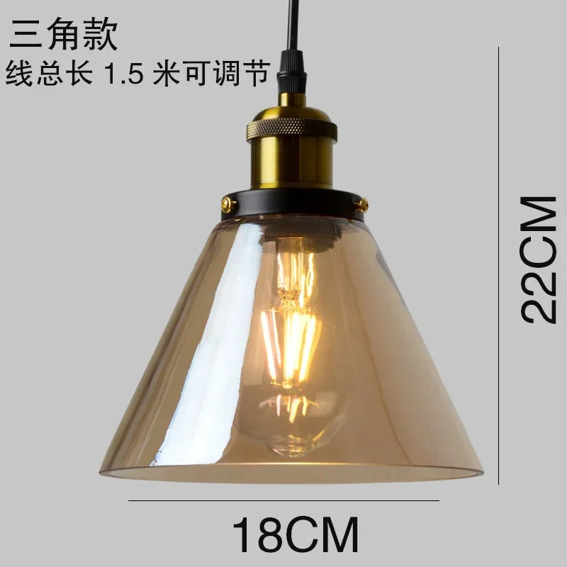 Retro Industrial Gray Glass Pendant Light