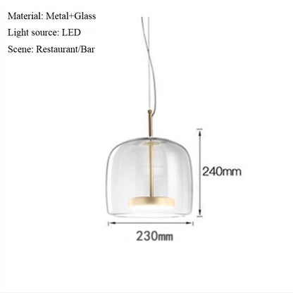 Nordic restaurant pendant light, modern luxury bar counter, coffee shop bedside single head glass artistic lighting fixture