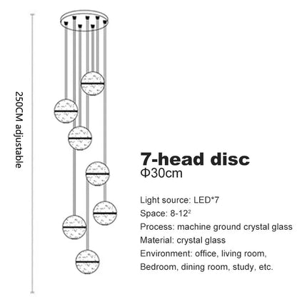 DecorBites™ Crystal Ball LED Chandelier for Modern Living Room & Bedroom décor