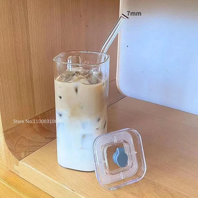 Glass Lid Straw Cup