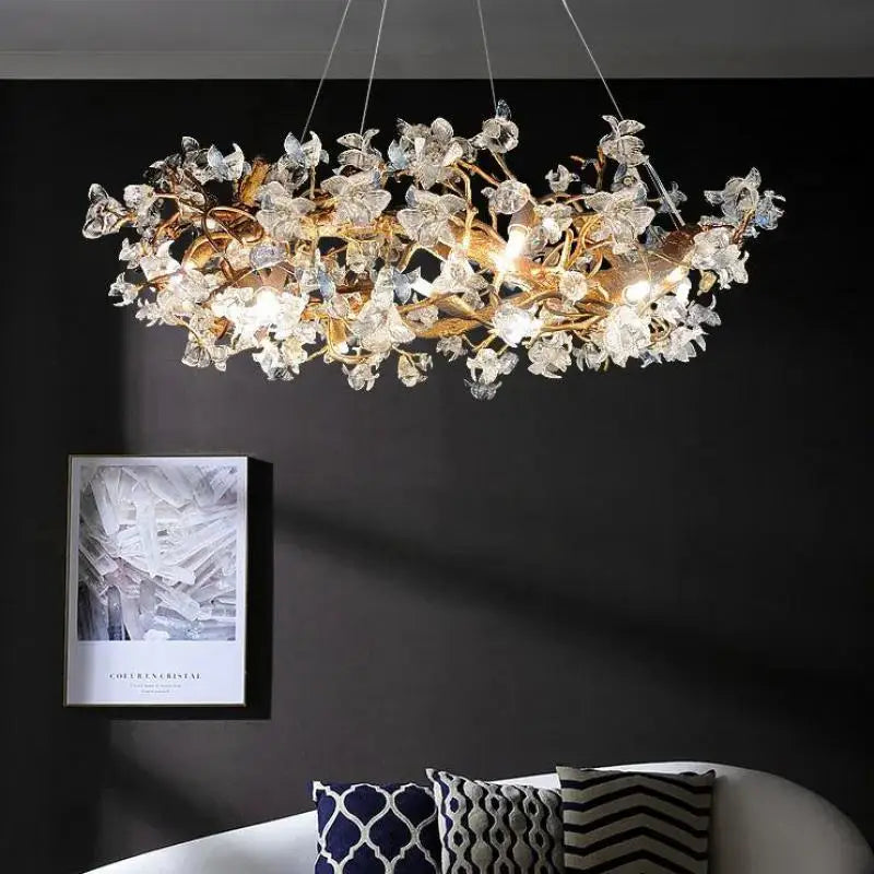 Glass Crystal Flower Chandelier