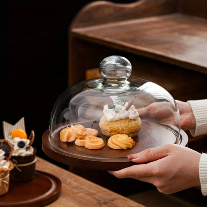 DecorBites™ Creative Wooden Cake Pan Food Storage Box with Glass Lid