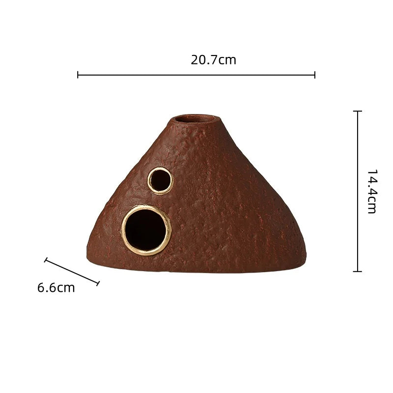 DecorBites™ Geometric Triangle Ceramic Vase Flower Arrangement Home Decoration Art