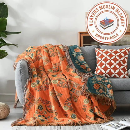 DecorBites™ Gauze Boho Towel Blanket - Soft Cotton Nordic Sofa Cover & Throw
