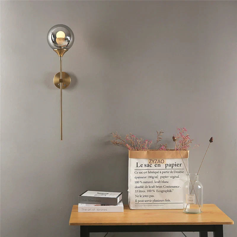 DecorBites™ Golden Glass Ball LED Wall Lamps with Touch Switch, Modern Nordic Decor Lighting