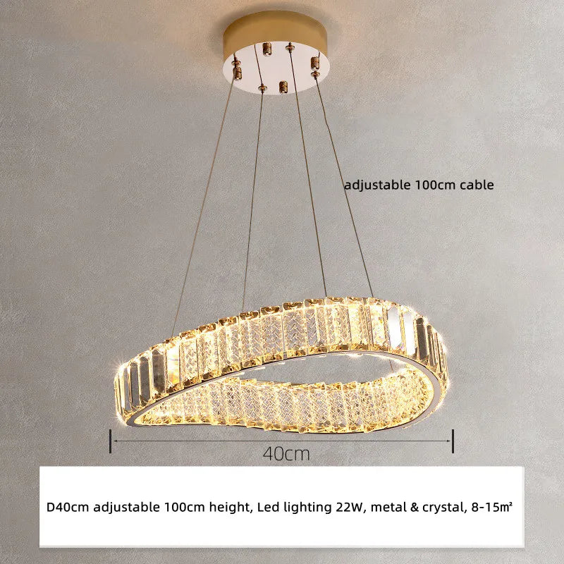 DecorBites™ Crystal LED Pendant Chandelier - Modern Irregular Steel Foyer Lighting