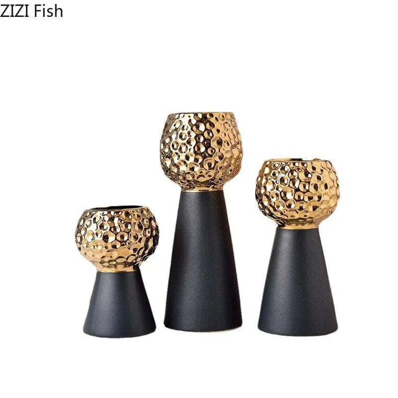 Gold Hammer Ceramic Vase