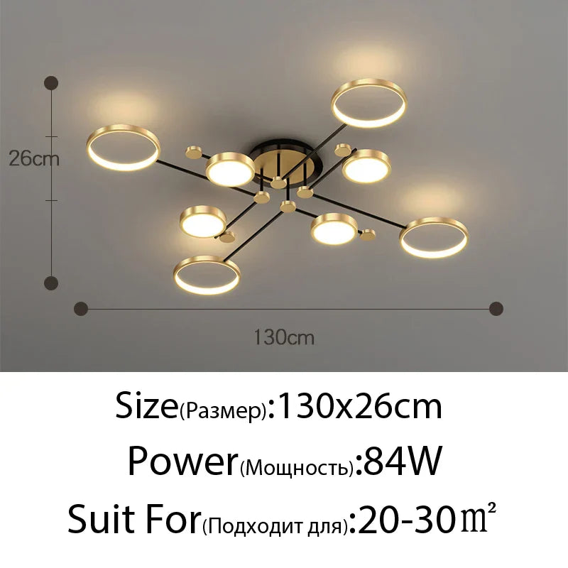 Gold Frame 6-Head Dimmable LED Chandelier