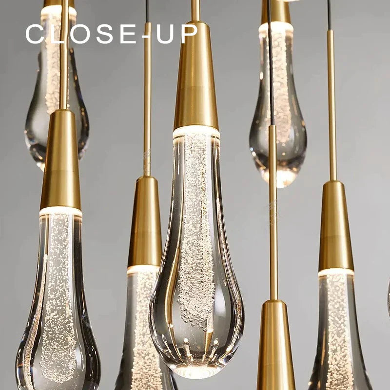 DecorBites™ Crystal Water-drop Ceiling Chandelier: Elegant Dining Table Lighting Fixture