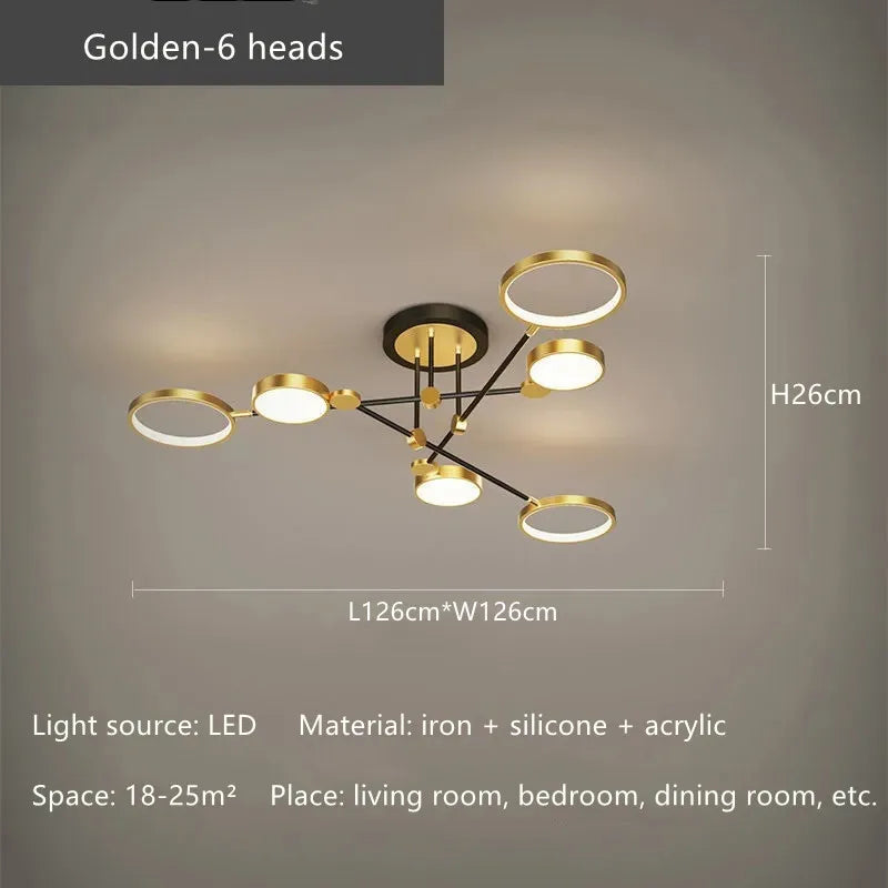 DecorBites™ Gold Frame LED Ceiling Lamp - Remote Control Dimmable Chandelier