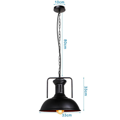 Vintage Black Metal Dome Pendant Light