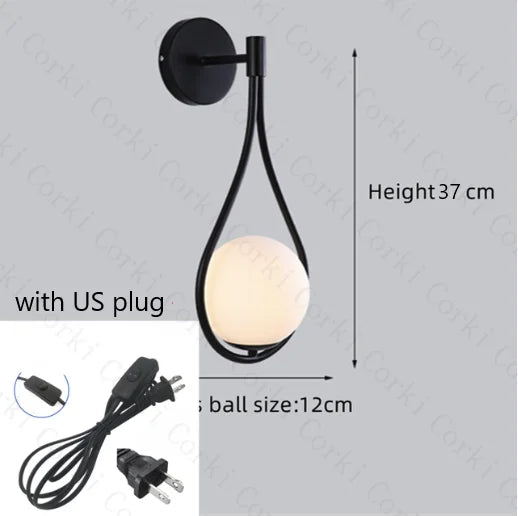 DecorBites™ Glass Ball LED Wall lamp Nordic Modern Minimalist Bedroom Lighting Fixtures