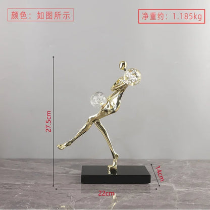 DecorBites™ Golden Man Dancing Crystal Ball Acrobatic Sculpture Figure for Home Decor