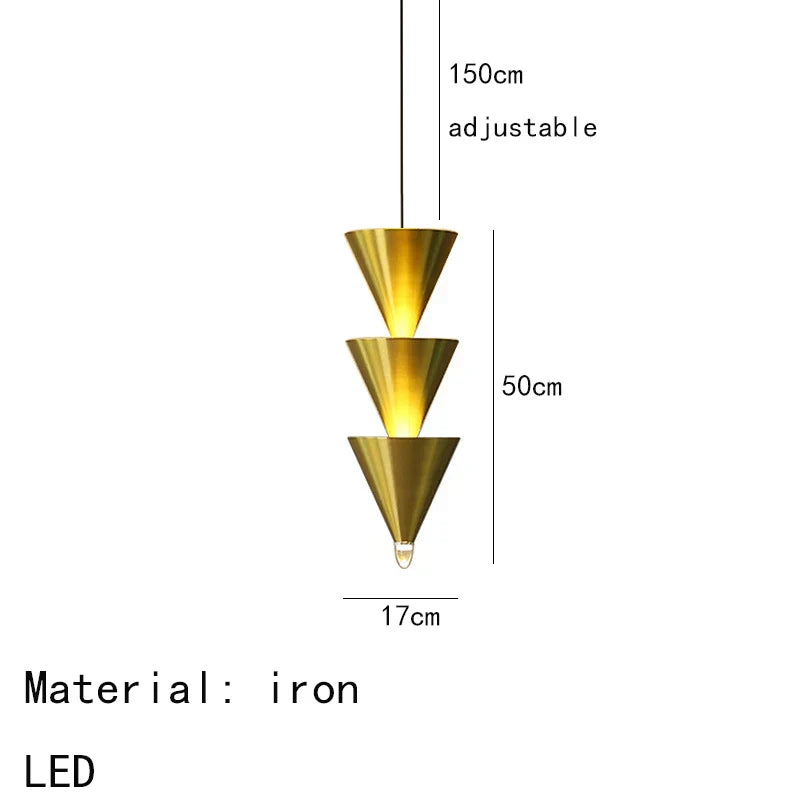 DecorBites™ Gold Black Cone LED Pendant Lamp for Stylish Home and Shop Lighting