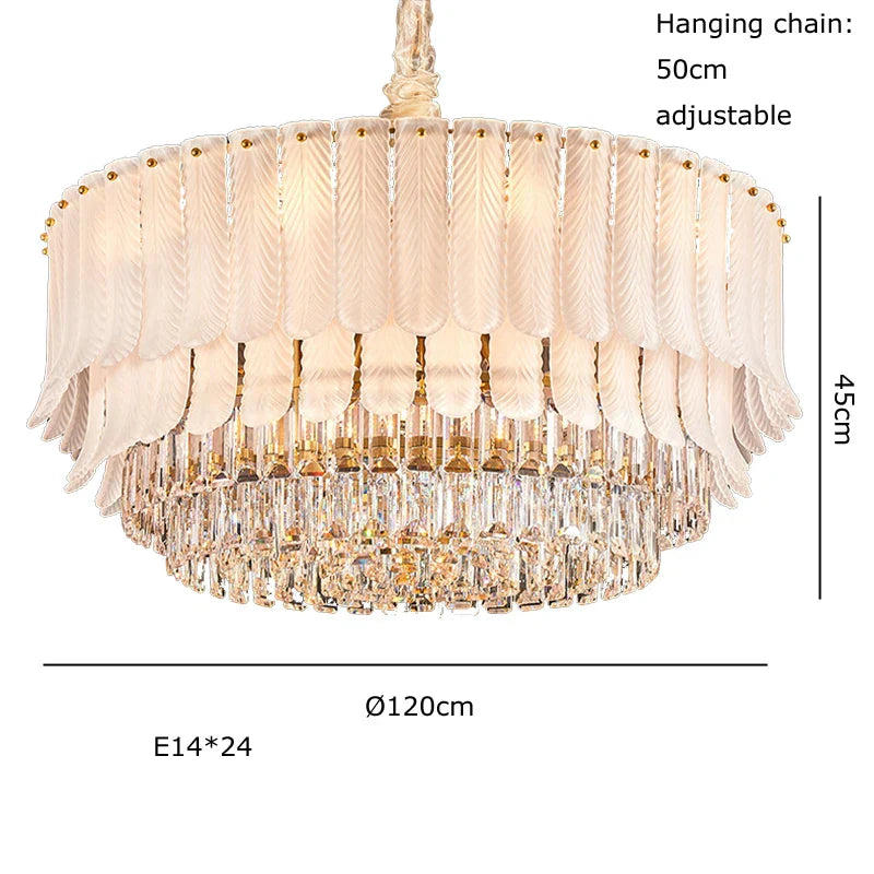 Gold Crystal Round Chandelier Polished Steel 100cm