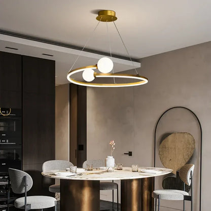 DecorBites™ Gold Nordic Ring LED Ceiling Chandelier for Dining Room & Kitchen Island