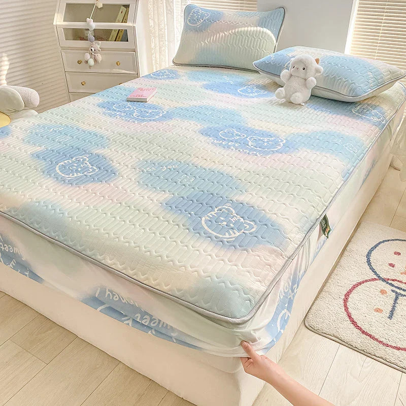 DecorBites™ Latex Cooling Mattress Cover & Pillowcase Set - Summer Cool Down Bed Pad