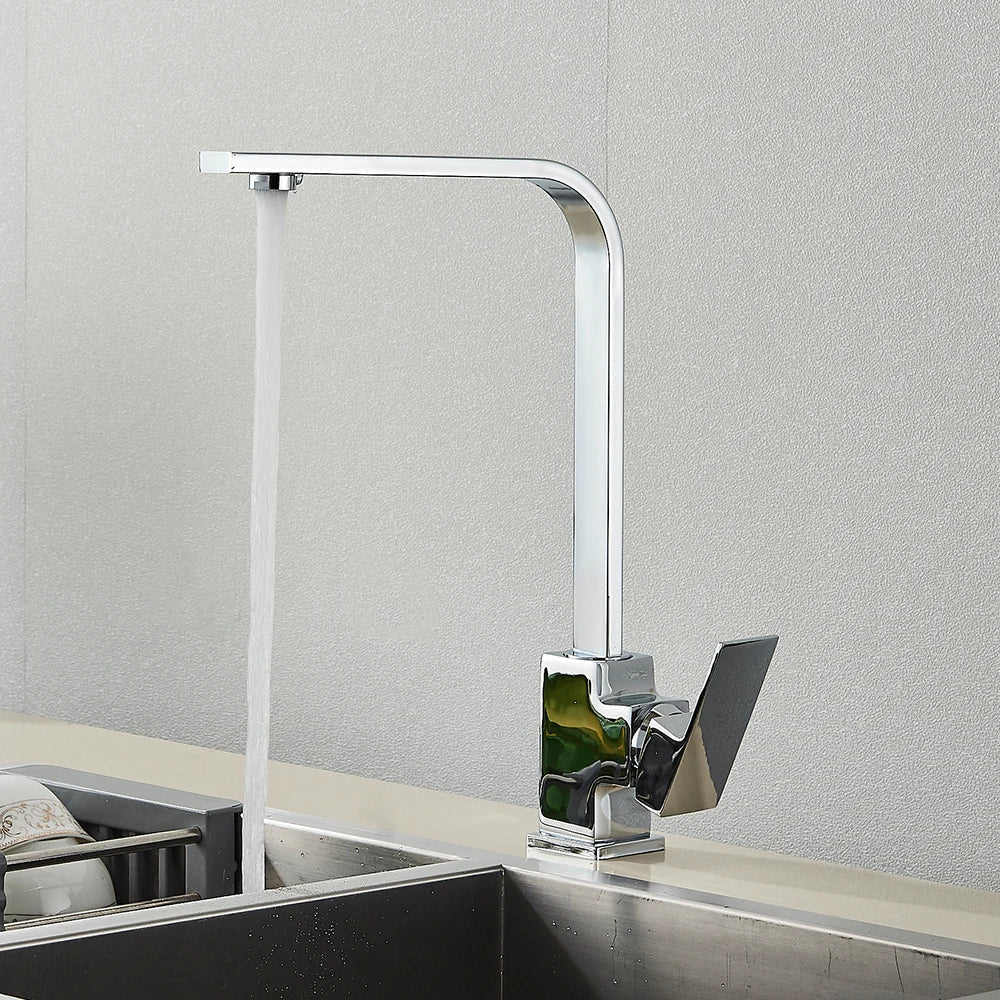 DecorBites™ Brushed Nickel Kitchen Faucet | 360 Rotate Hot Cold Mixer Tap | Single Lever