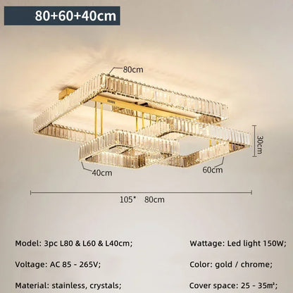 DecorBites™ Crystal Dimmable Ceiling Light - Luxury Living Room Bedroom Lamp