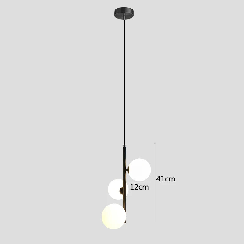 DecorBites™ Glass Ball LED Pendant Light Brass Black Modern Decor Fixture