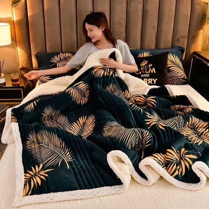 DecorBites™ Cozy Milk Velvet Blanket - 3 Layer Warmth & Fluffy Weighted Blanket