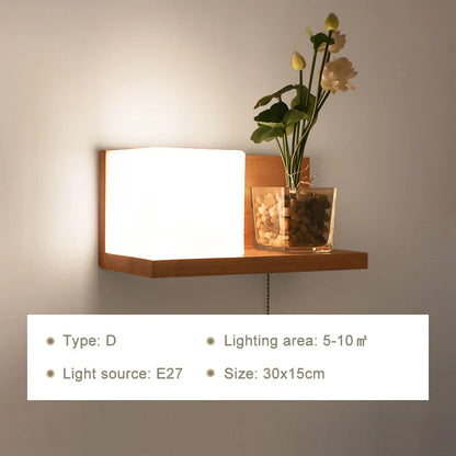 DecorBites™ LED Wooden Wall Lamps for Bedroom Stairs Interior Lighting Sconce Fixtures