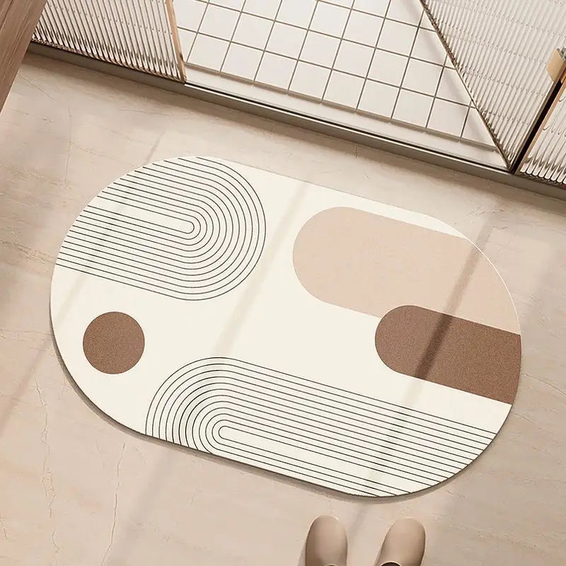 DecorBites™ Geometric Diatom Ooze Bathroom Rug Super Absorption Non-slip Quick Dry Bath Mat