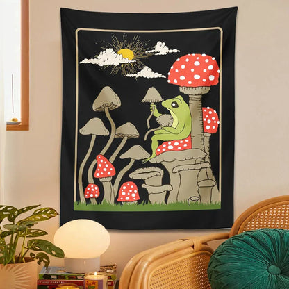DecorBites™ Cute Frog Tapestry Wall Hanging for Retro Aesthetic Bedroom Decor