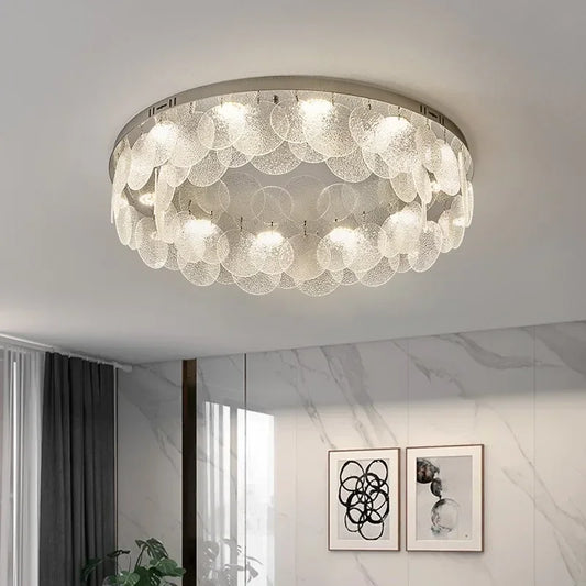 DecorBites™ Glass Chandelier LED Ceiling Lamp | Modern Metal Art | Indoor Living Room Kitchen Decoration