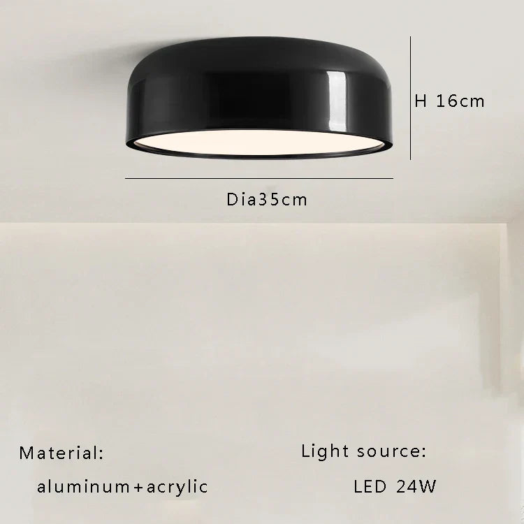 DecorBites™ Italian Minimalist Round LED Ceiling Lamp Black White Bedroom Light